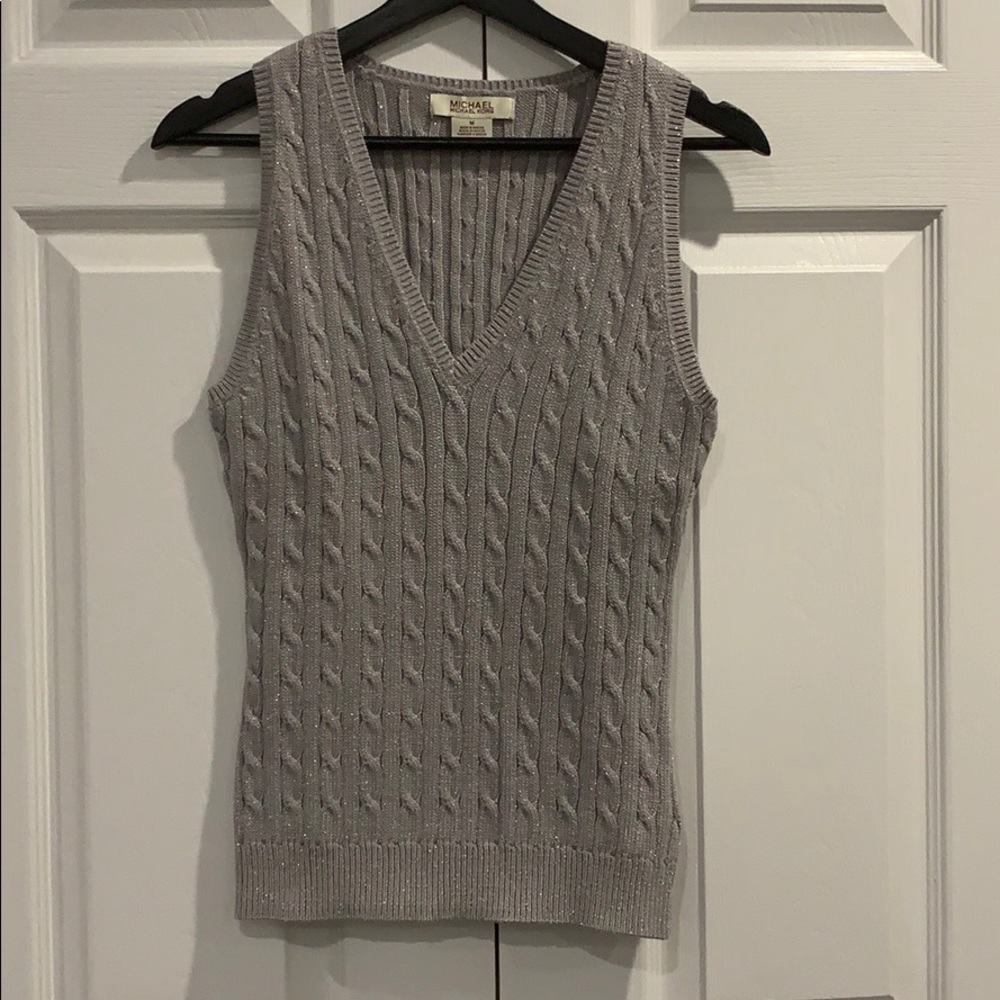 Michael Kors grey/metallic knit top